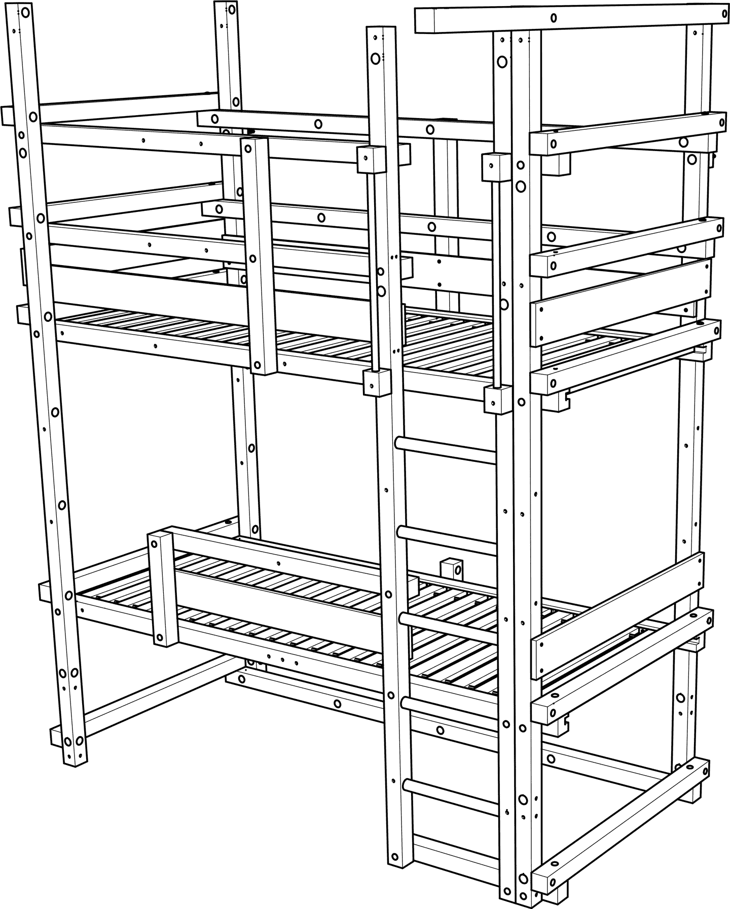 High bunk bed with high lower sleeping level High bunk bed with high lower sleeping level