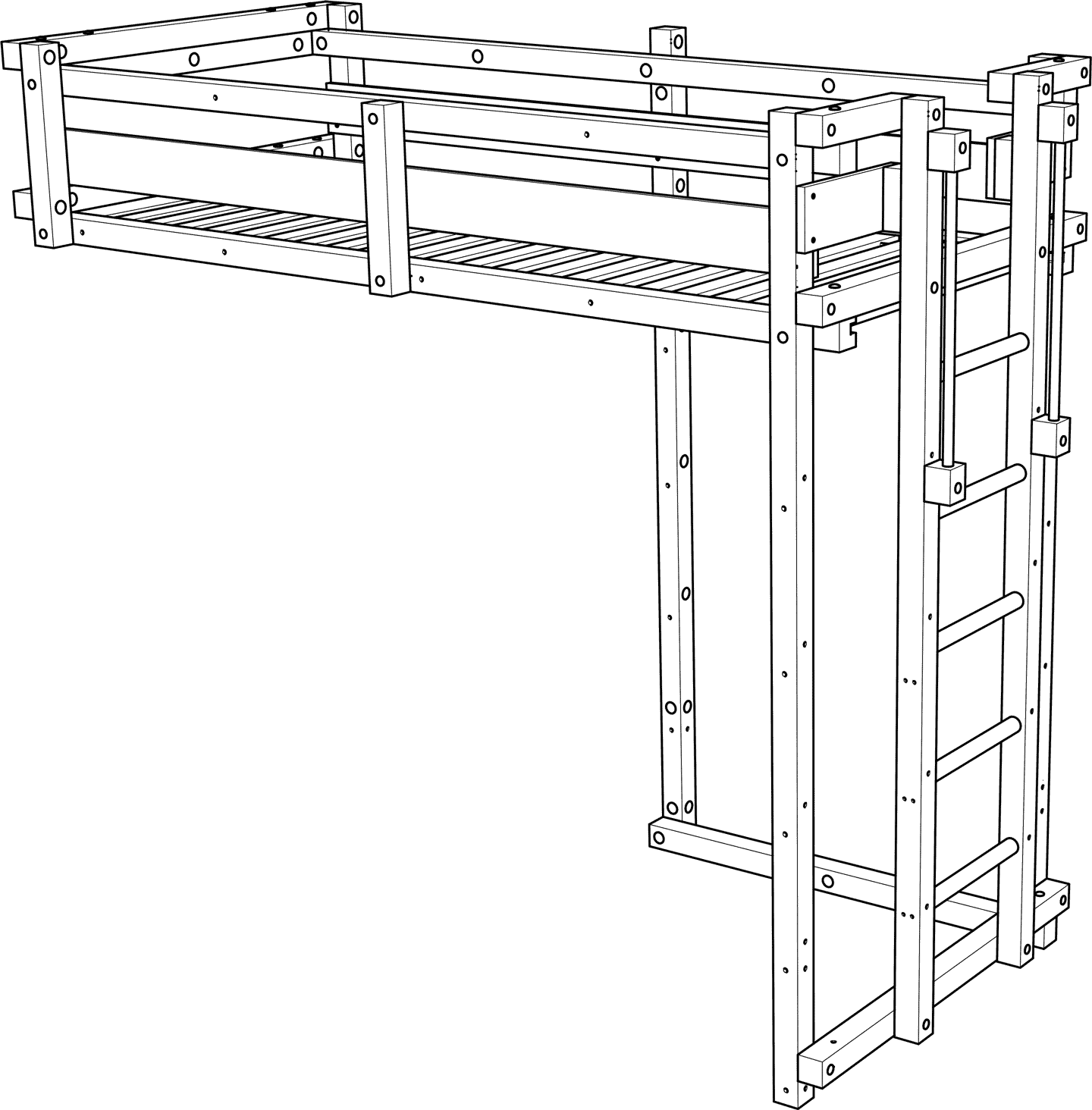 Youth loft bed with wall attachment Youth loft bed with wall attachment