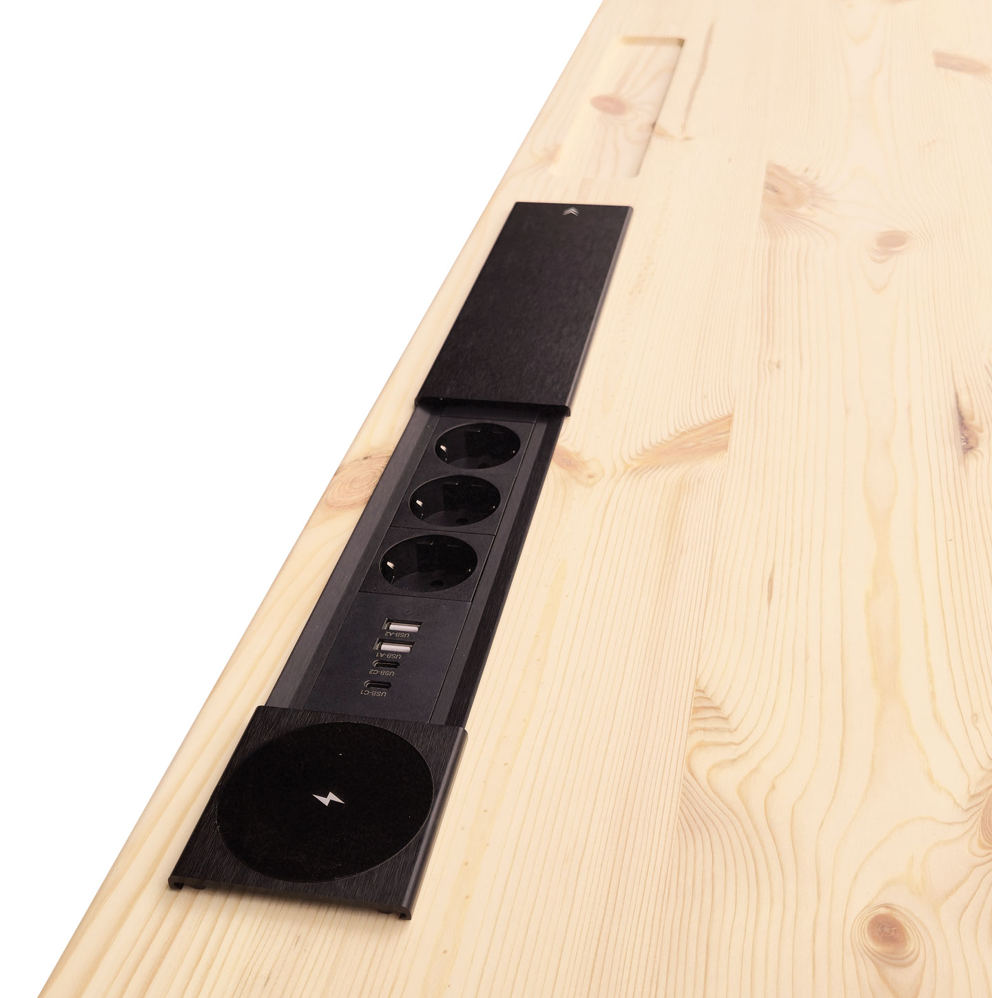 Power strip in the desk