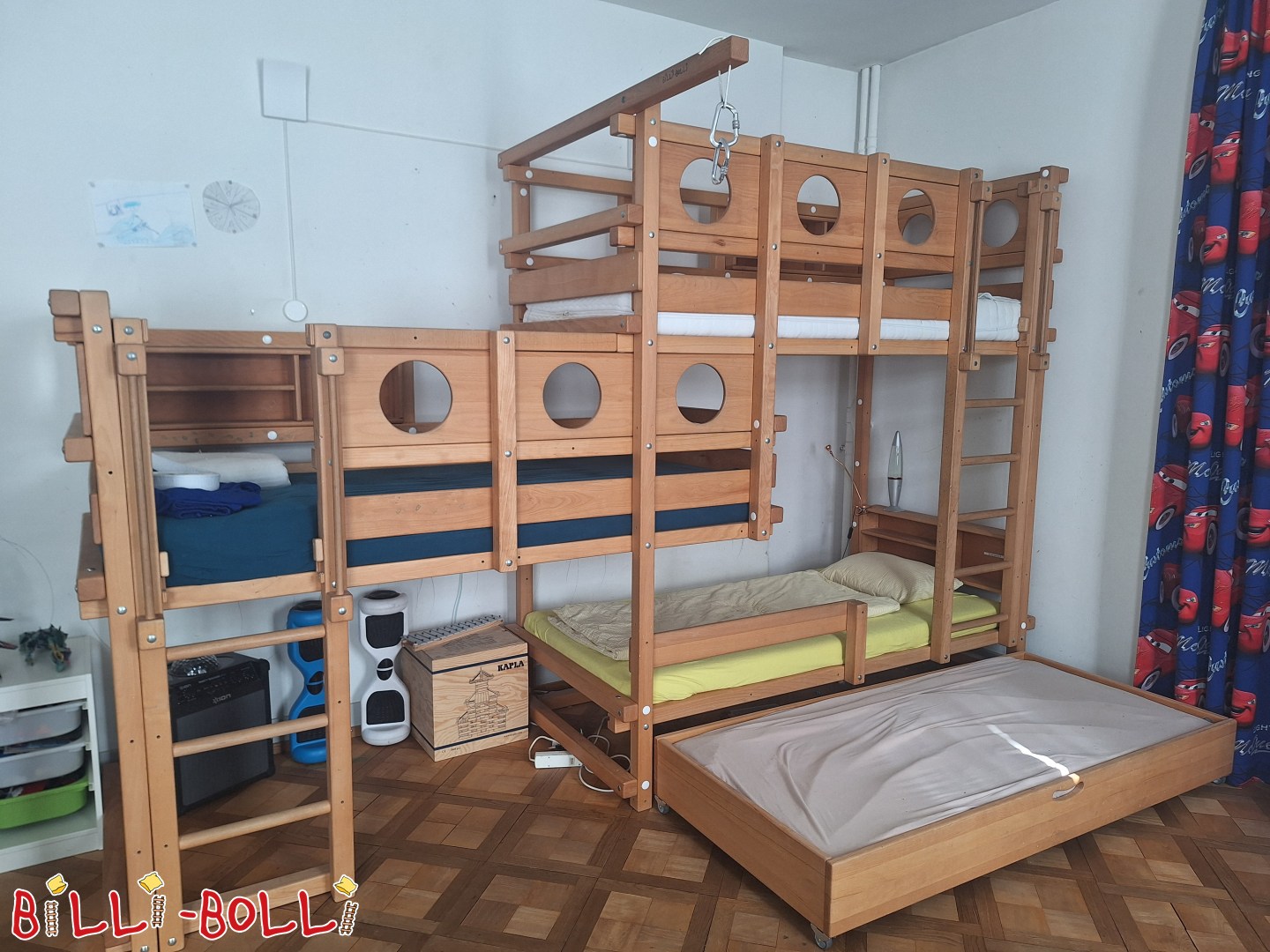 Ad 7136: Triple bed type 2C, 3/4 offset, oiled-waxed beech; Zurich / CH Triple bed type 2C, 3/4 offset, oiled-waxed beech; Zurich / CH (Category: Triple Bunk Beds pre-owned)