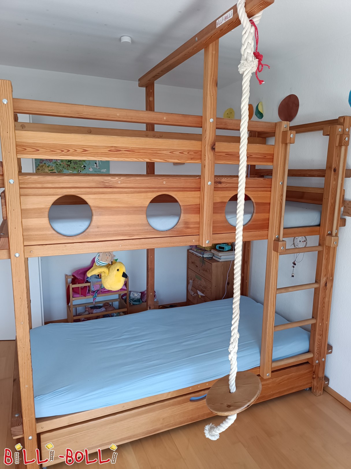 Ad 7134: Bunk bed with bed base-pine-bull's eyes-themed board-Nuremberg Bunk bed with bed base-pine-bull's eyes-themed board-Nuremberg (Category: Bunk Bed pre-owned)